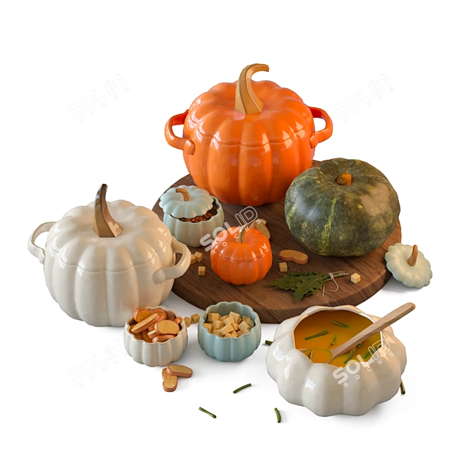 Harvest Pumpkin Decor Set 3D model image 6