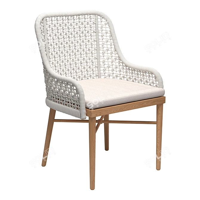 Rustic Rattan Armchair 3D model image 1