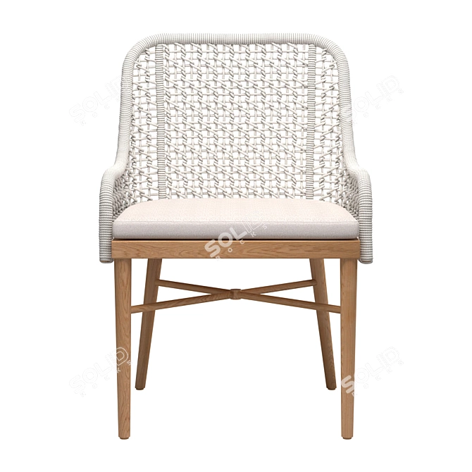 Rustic Rattan Armchair 3D model image 2