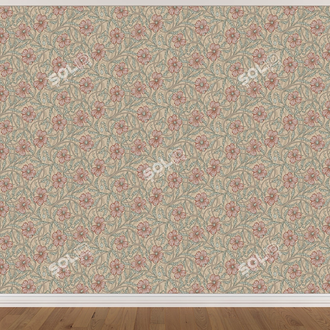 Seamless Wallpaper Set 1611 (3 Colors) 3D model image 4