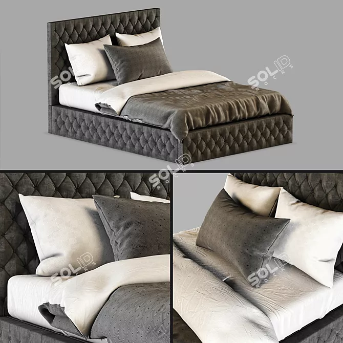 Luxury Wingback Double Bed: Soverom Inspirasjon 3D model image 1