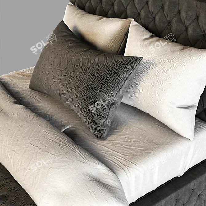 Luxury Wingback Double Bed: Soverom Inspirasjon 3D model image 2