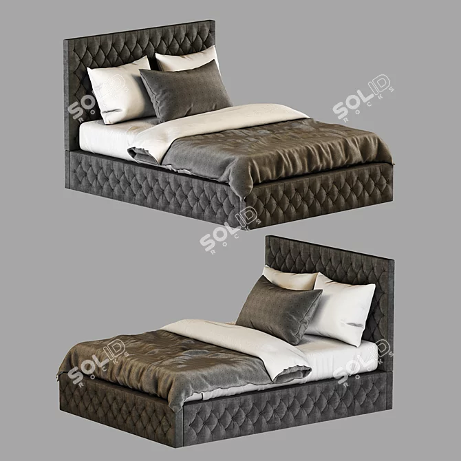 Luxury Wingback Double Bed: Soverom Inspirasjon 3D model image 5