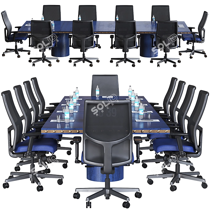 Optimized High Detail Conference Table 3D model image 4