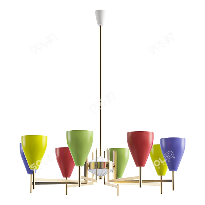 Italian Multi-Colored Modernist Chandelier 3D model image 1