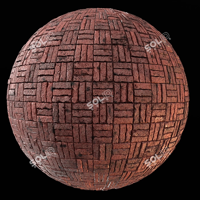 Grunge Red Brick Wall Texture 3D model image 1