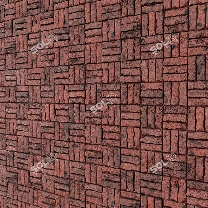 Grunge Red Brick Wall Texture 3D model image 3