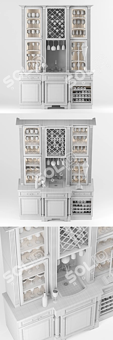 Sleek Wine Cabinet with Sink 3D model image 3