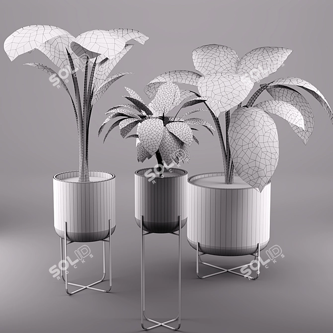 Modern Black Pot Trio 3D model image 4
