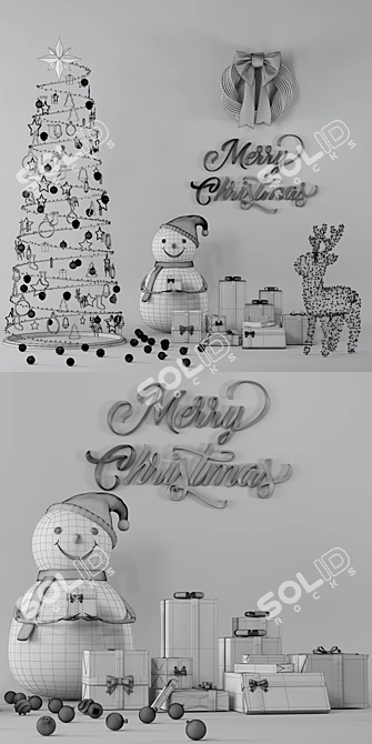 Festive Holiday Decor Set 3D model image 4