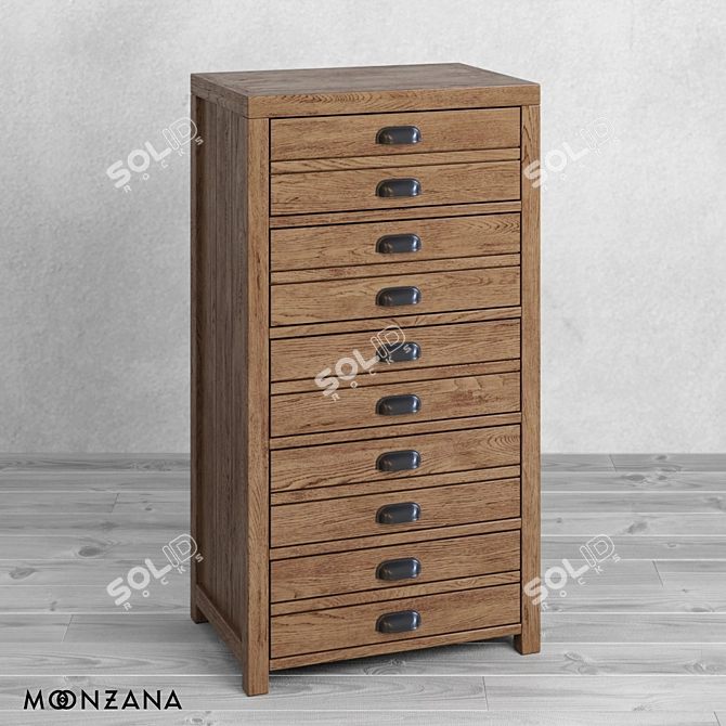 Title: OM High Printmaker Chest of Drawers 3D model image 1