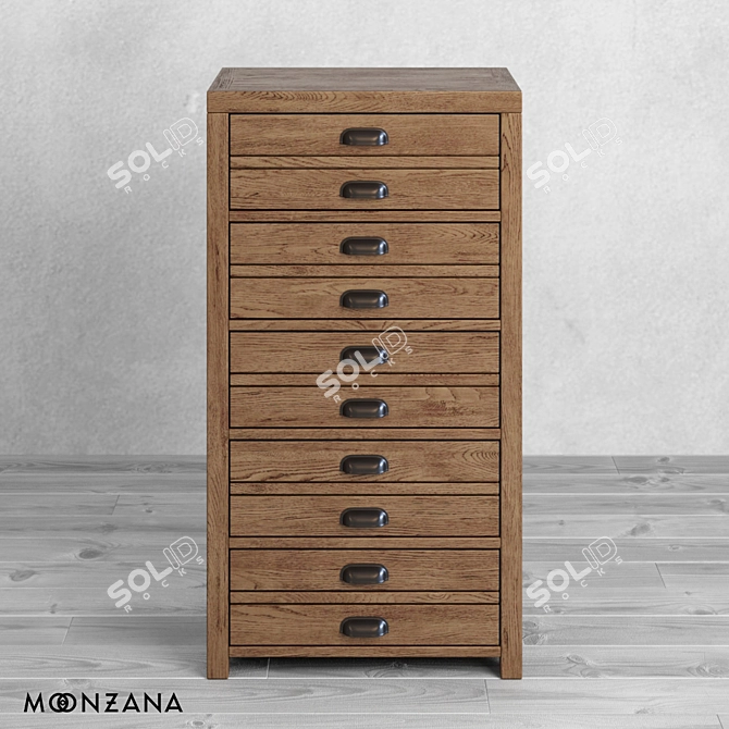 Title: OM High Printmaker Chest of Drawers 3D model image 2