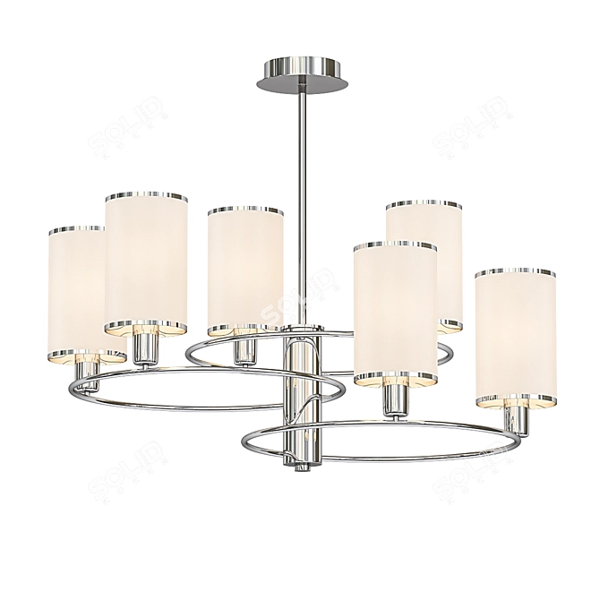 Round Horn Chandelier with Fabric Shades 3D model image 1