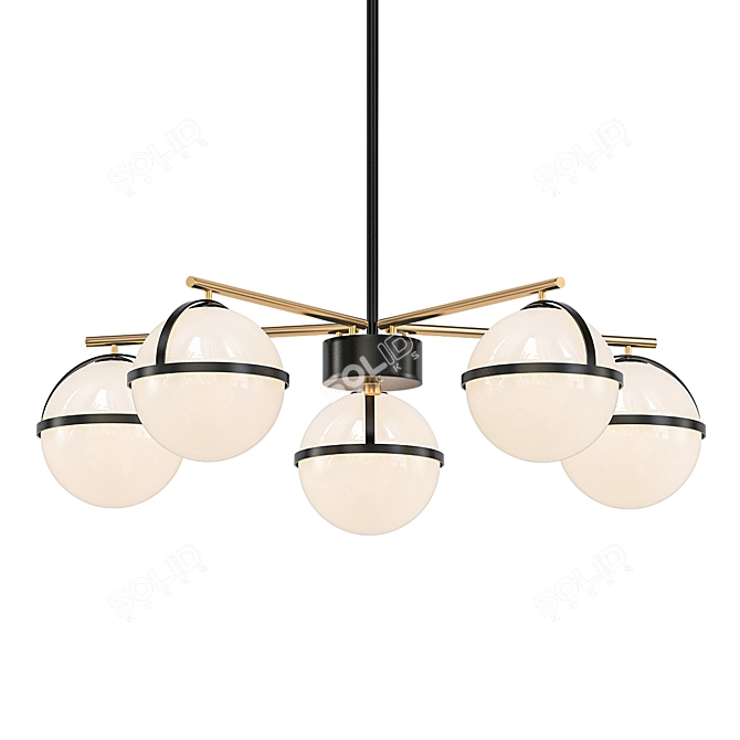 Elegant Glass Pendant Chandelier 3D model image 1