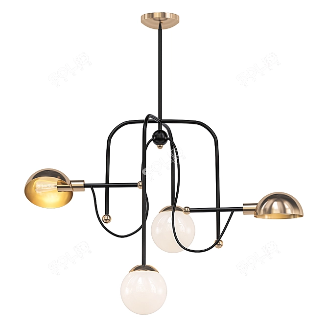 Stylish Pendant Light with Dual Shades 3D model image 1