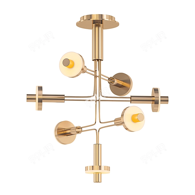 Elegant LED Chandelier with Round Shades 3D model image 1