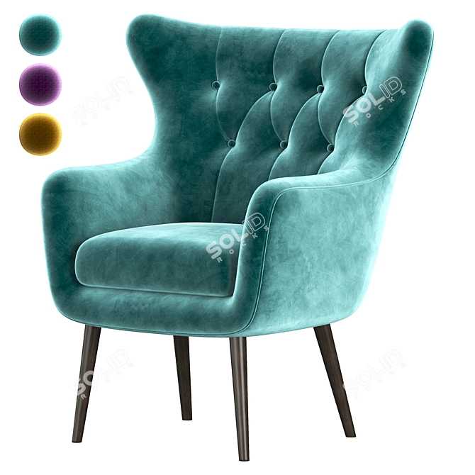 Elegant Alyssa Velvet Armchair 3D model image 5