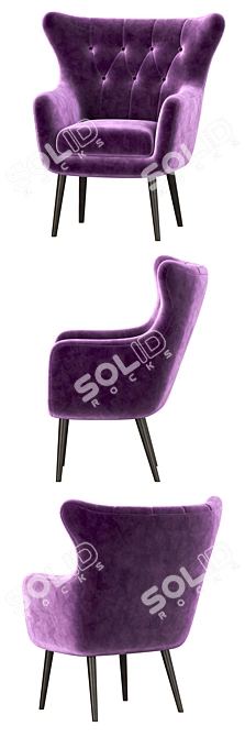 Elegant Alyssa Velvet Armchair 3D model image 2