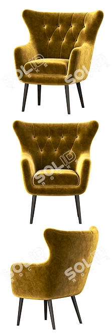 Elegant Alyssa Velvet Armchair 3D model image 3