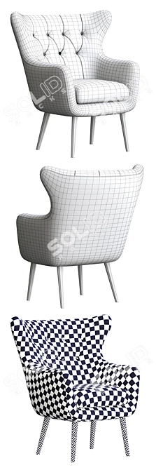 Elegant Alyssa Velvet Armchair 3D model image 4