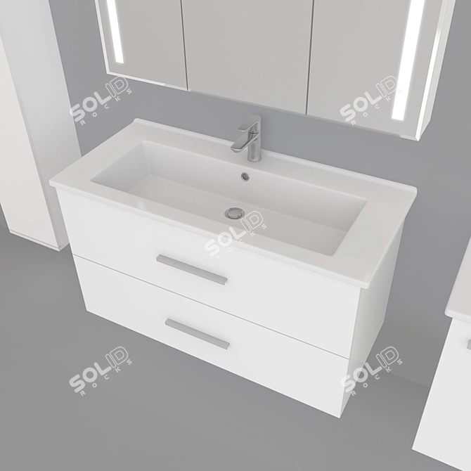 Praktik White Bathroom Furniture Collection by Kaksa-A 3D model image 3