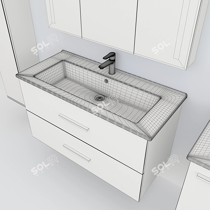 Praktik White Bathroom Furniture Collection by Kaksa-A 3D model image 4