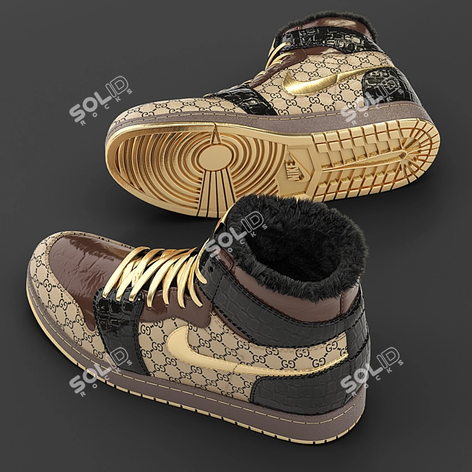 Title: Winter Collab: Jordan x Gucci Sneakers 3D model image 2