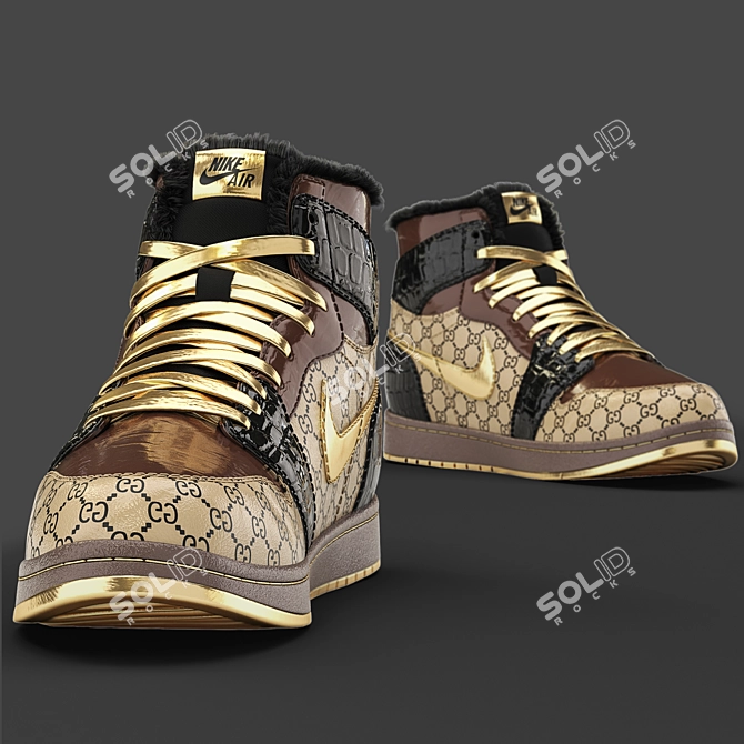 Title: Winter Collab: Jordan x Gucci Sneakers 3D model image 3