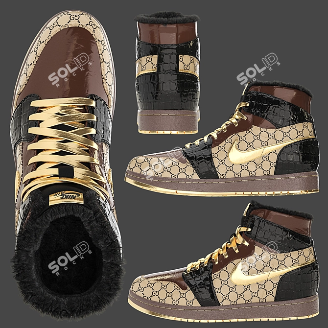 Title: Winter Collab: Jordan x Gucci Sneakers 3D model image 4