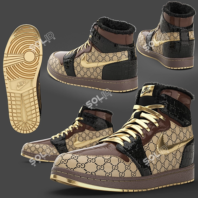 Title: Winter Collab: Jordan x Gucci Sneakers 3D model image 5
