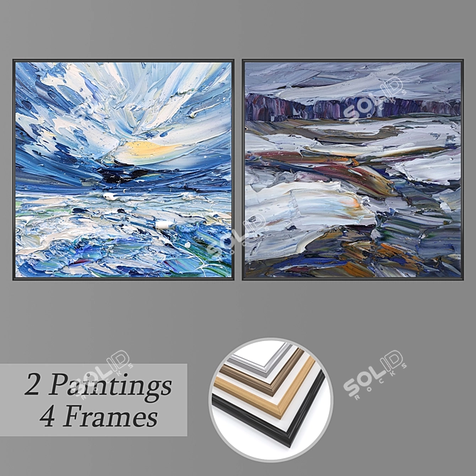 Elegant Wall Art Set with Multiple Frames 3D model image 1