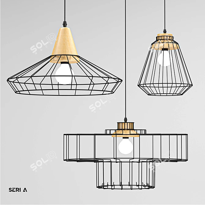 Modern Nordic Hanging Cage Lamp 3D model image 1