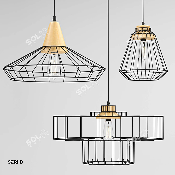 Modern Nordic Hanging Cage Lamp 3D model image 2