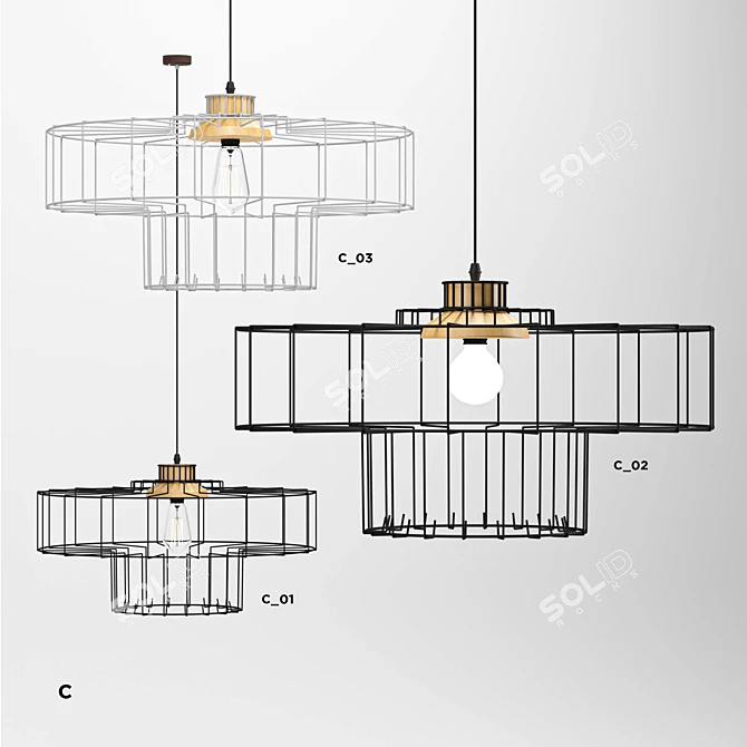 Modern Nordic Hanging Cage Lamp 3D model image 5