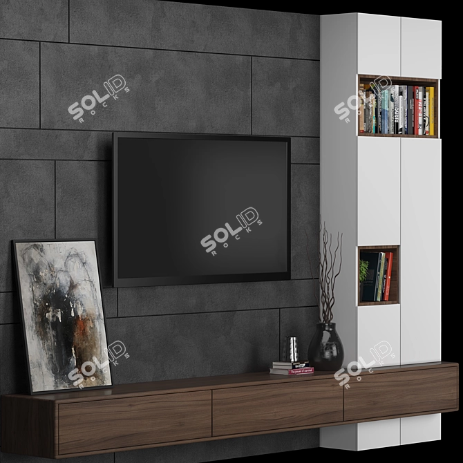 Modular TV Wall: High-Quality, Editable Design 3D model image 4