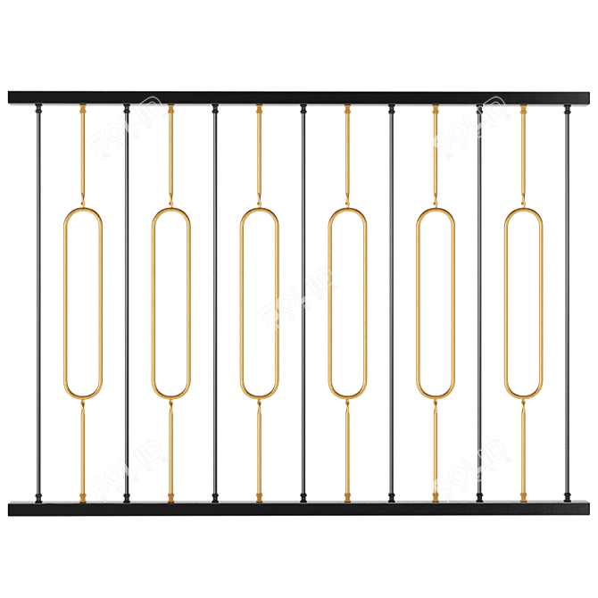Elegant Wrought Iron Fence 3D model image 2