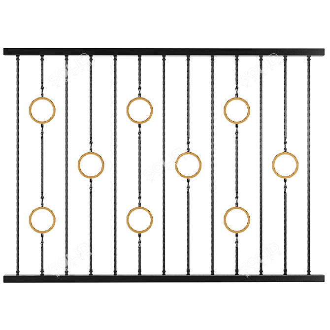 Elegant Wrought Iron Fence 3D model image 3