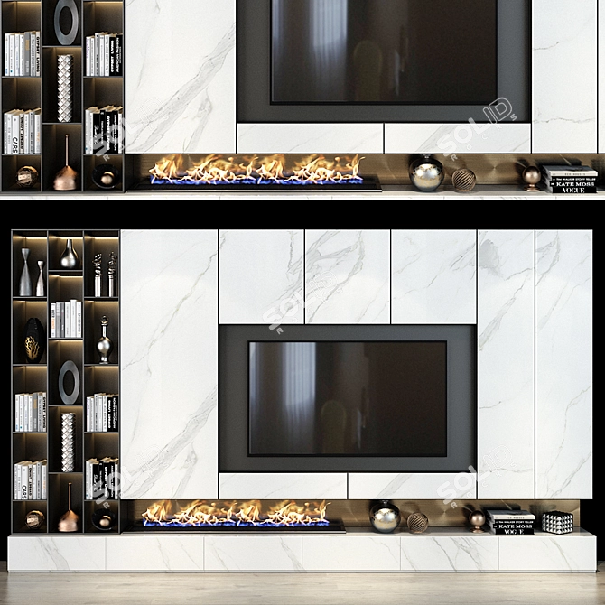 Sleek TV Shelf - 0284 3D model image 1