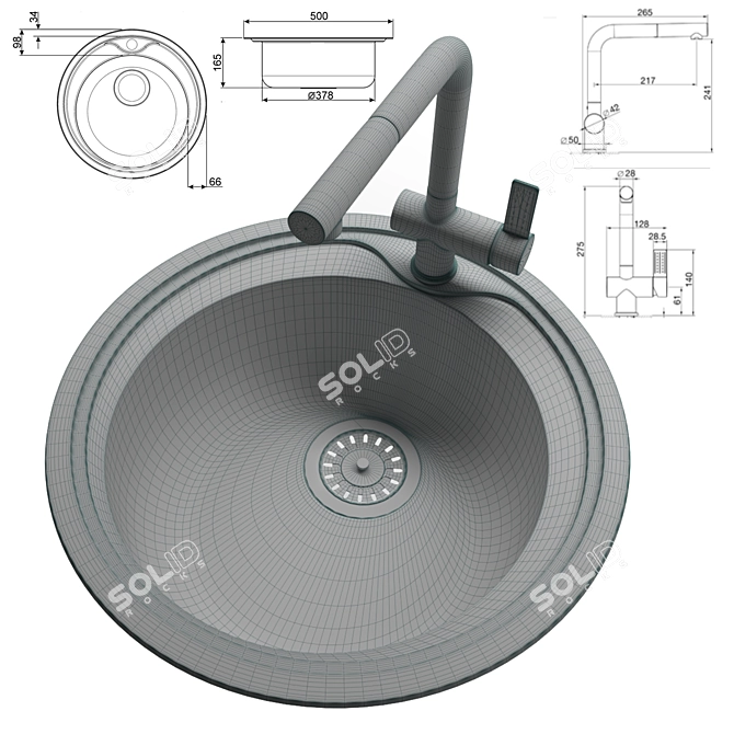 Modern Stainless Steel Sink & Mixer 3D model image 3