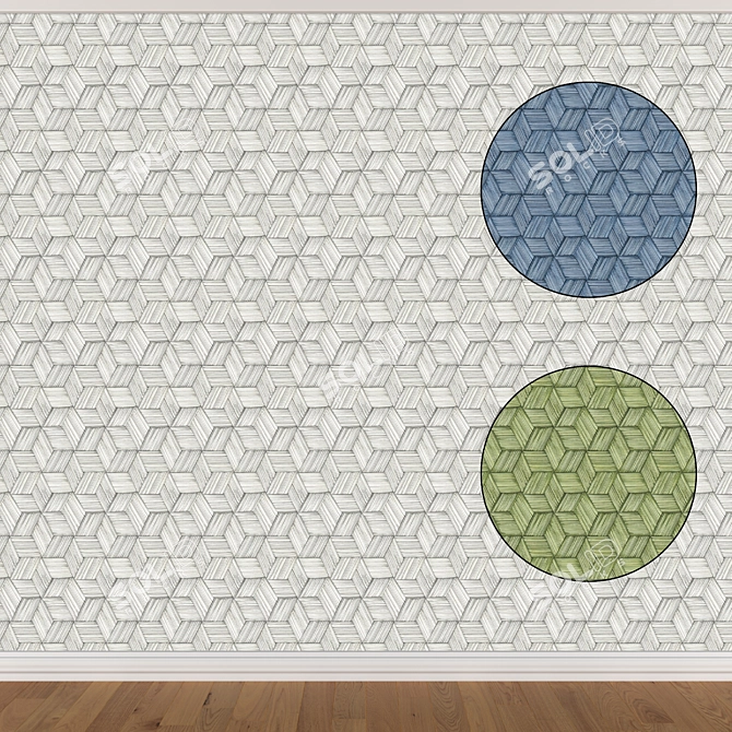 Seamless Wallpaper Set 1613 (3 Colors) 3D model image 1