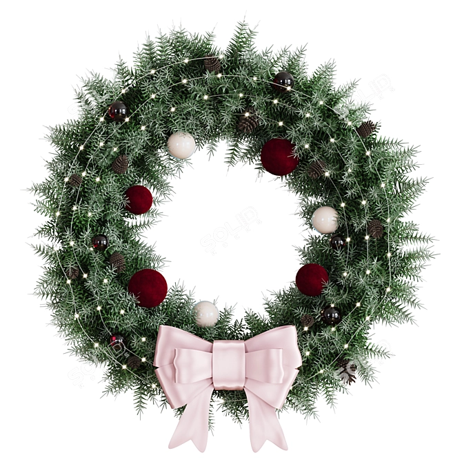 Festive Holiday Wreath 3D model image 1