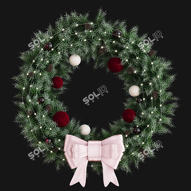 Festive Holiday Wreath 3D model image 2