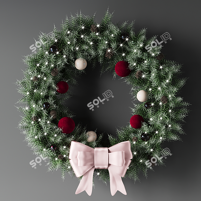 Festive Holiday Wreath 3D model image 3