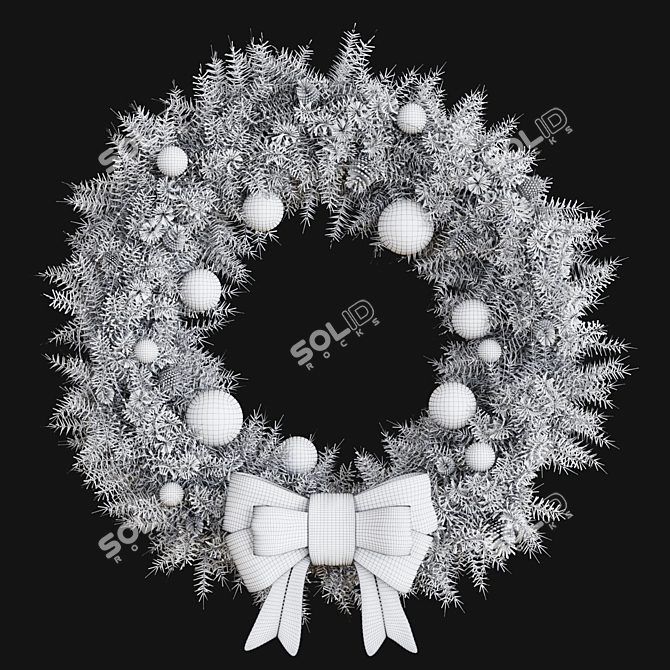 Festive Holiday Wreath 3D model image 4