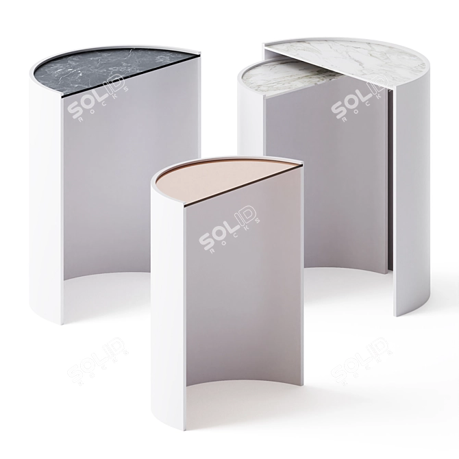 Elegant Contour Set: Marble & Glass Side Tables 3D model image 1