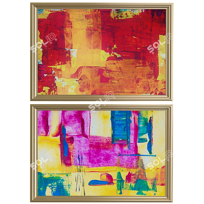 Abstract Wall Art: Vibrant Masterpiece 3D model image 1