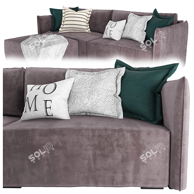 Modern Grey Velvet Sofa 3D model image 1