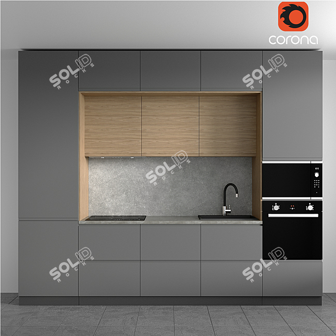 Modern Loft Kitchen Design Set 3D model image 1