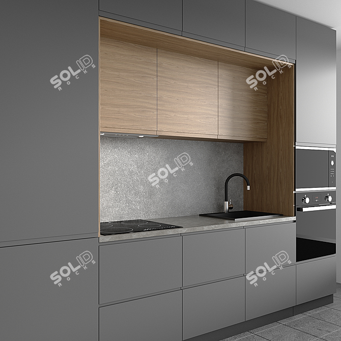 Modern Loft Kitchen Design Set 3D model image 3