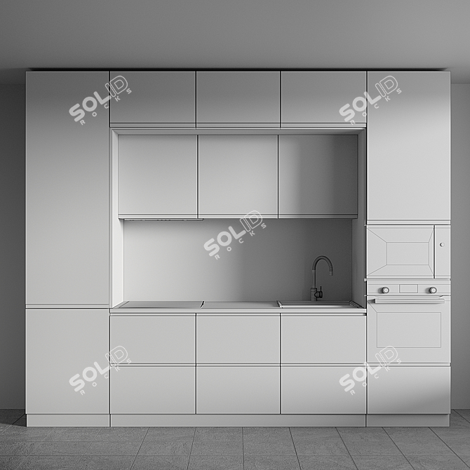 Modern Loft Kitchen Design Set 3D model image 5